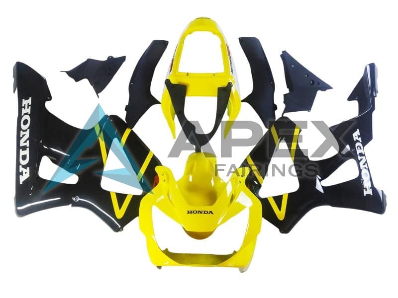 Yellow Glossy Black - Honda CBR900RR CBR929RR SC44 (2000-2001) ABS Fairings — Style FE48 | Apex Fairings