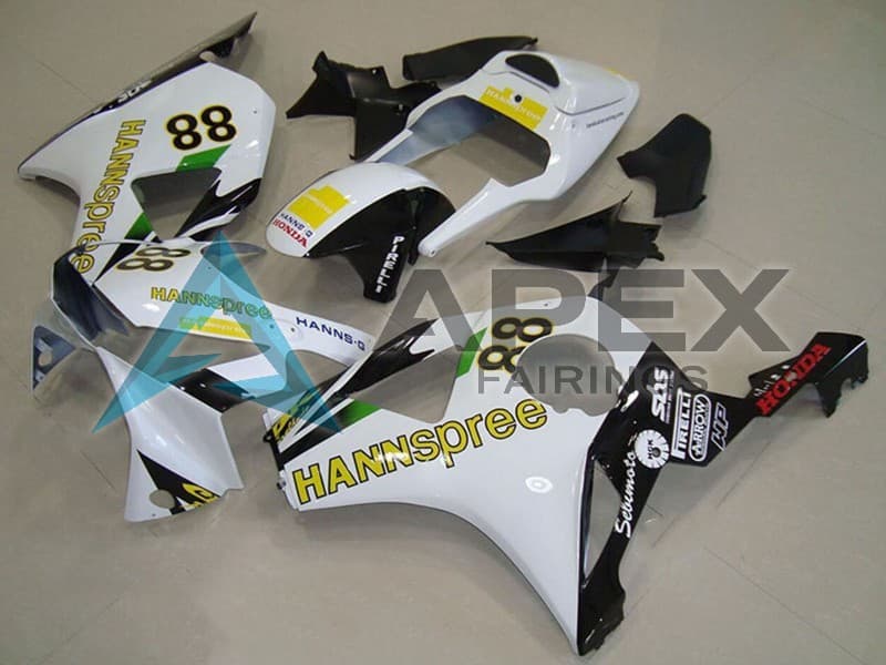 White Yellow Glossy Black Hannspree 88 - Honda CBR900RR CBR954RR SC50 (2002-2003) ABS Fairings | Apex Fairings
