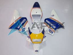White Blue Yellow Gold Rothmans - Honda NSR250R MC28 (1994-1998) ABS Fairings — Style FE3 | Apex Fairings — view 1