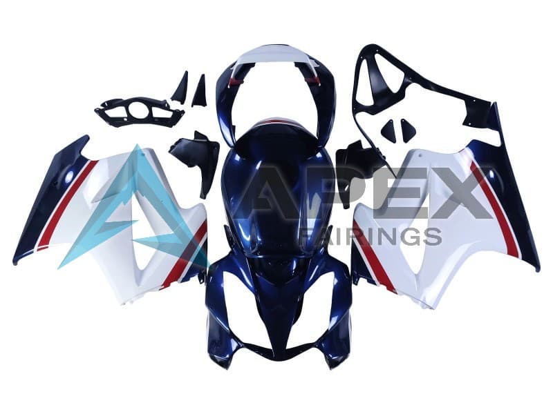 White Red Dark Blue - Honda VFR800 Interceptor RC46 (2002-2016) ABS Fairings — Style FE77 | Apex Fairings