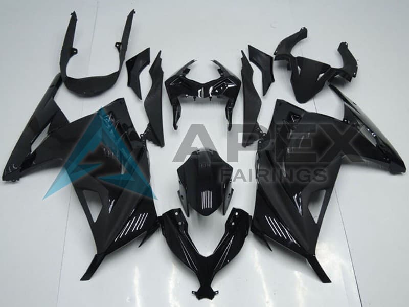 Glossy Black - Kawasaki Ninja300 / EX300 / ZX-300R (2013-2018) ABS Fairings — Style FE100 | Apex Fairings
