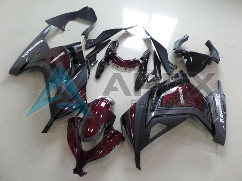 Maroon Red Matte Grey - Kawasaki Ninja300 / EX300 / ZX-300R (2013-2018) ABS Fairings | Apex Fairings