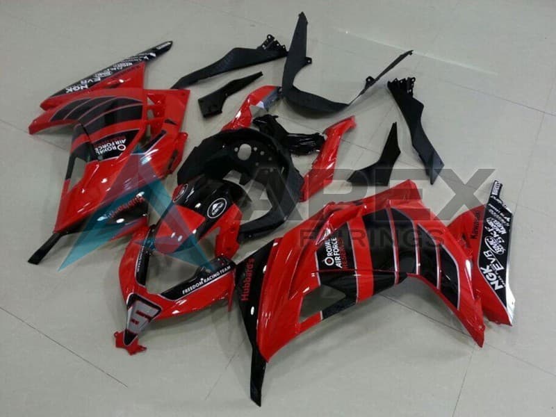 Red Black Air Force - Kawasaki Ninja300 / EX300 / ZX-300R (2013-2018) ABS Fairings | Apex Fairings
