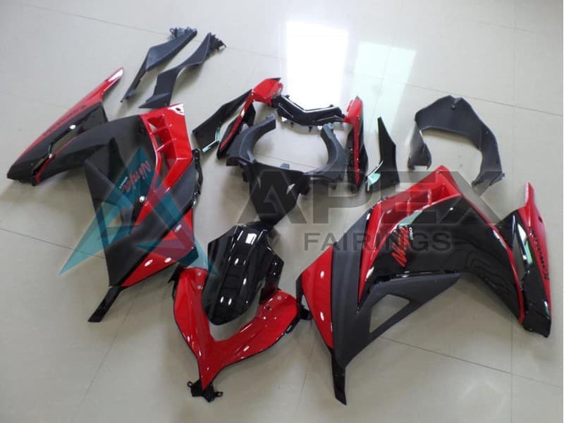 Red Glossy Black Matte Black - Kawasaki Ninja300 / EX300 / ZX-300R (2013-2018) ABS Fairings | Apex Fairings