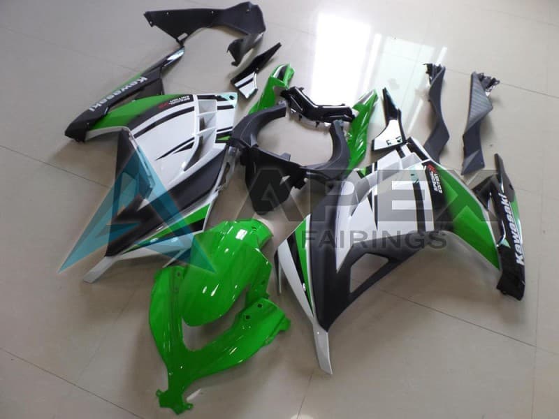 White Green Matte Black - Kawasaki Ninja300 / EX300 / ZX-300R (2013-2018) ABS Fairings | Apex Fairings