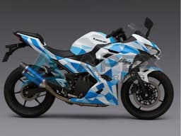 White Blue Geometric - Kawasaki Ninja500 / EX500 (2024-2025) ABS Fairings | Apex Fairings — view 1