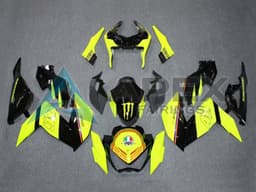 Yellow Glossy Black Monster - Kawasaki Z250 / Z300 (2015-2016) ABS Fairings | Apex Fairings — view 1