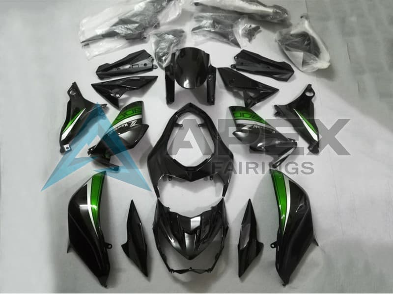 Glossy Black Green Silver - Kawasaki Z800 (2013-2016) ABS Fairings | Apex Fairings