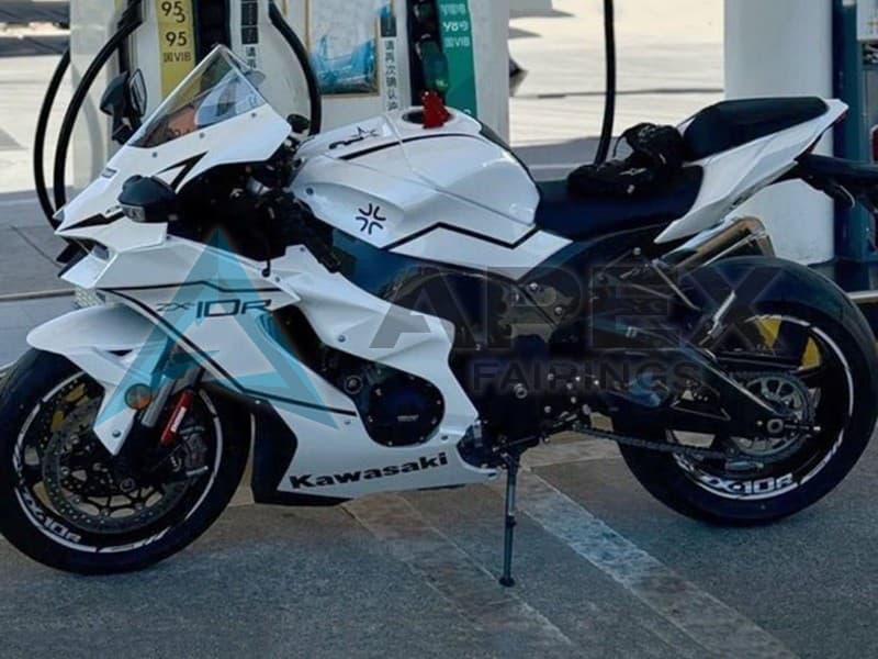 White Black Stripe - Kawasaki ZX-10R (2021-2025) ABS Fairings | Apex Fairings