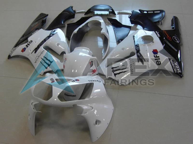 White Glossy Black Monster - Kawasaki ZX-12R (2002-2006) ABS Fairings | Apex Fairings