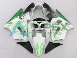 White Green Flame - Kawasaki ZX-12R (2002-2006) ABS Fairings | Apex Fairings — view 1