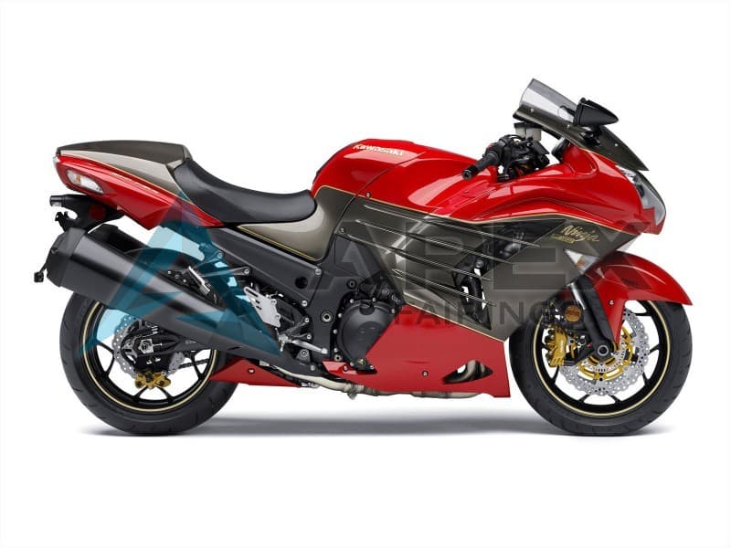 Red Matte Black Gold - Kawasaki ZX-14R (2012-2026) ABS Fairings | Apex Fairings