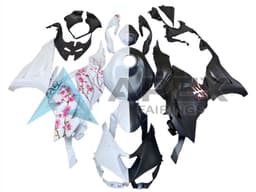 Black White with Flower - Kawasaki ZX-6R (2024-2026) ABS Fairings | Apex Fairings — view 1