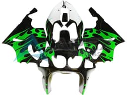Green Glossy Black White - Kawasaki ZX-7R (1996-2003) ABS Fairings | Apex Fairings — view 1