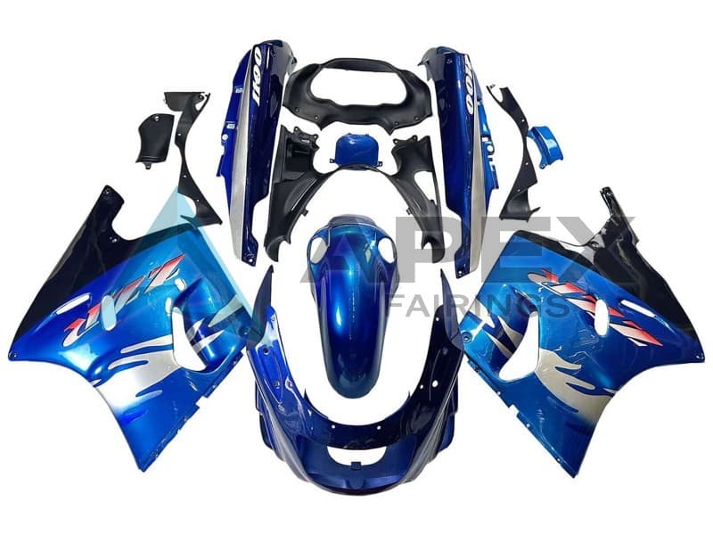 Blue Silver Black - Kawasaki ZZR1100 (1993-2003) ABS Fairings | Apex Fairings