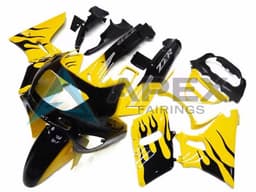 Yellow Black Flame - Kawasaki ZZR400 (1993-2007) ABS Fairings | Apex Fairings — view 1