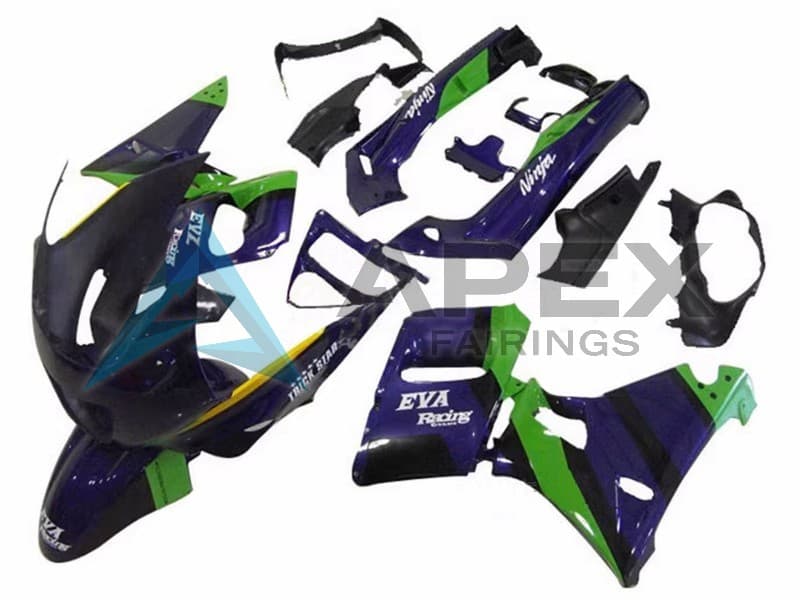 Green Dark Blue Purple Trick Star Eva Racing - Kawasaki ZZR600 (1998-2003) ABS Fairings | Apex Fairings