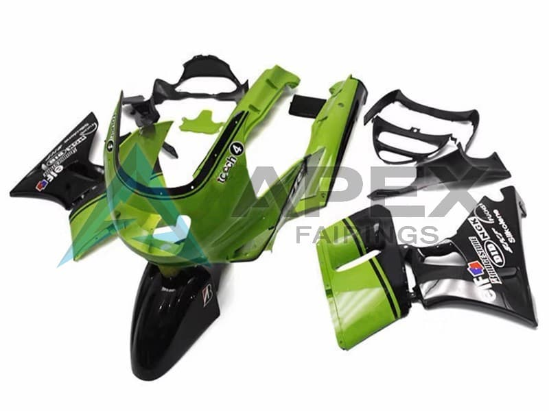 Green Glossy Black Elf Touch4 Bridgestone - Kawasaki ZZR600 (1998-2003) ABS Fairings | Apex Fairings
