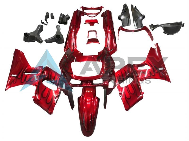 Red with Black Flame - Kawasaki ZZR600 (1998-2003) ABS Fairings | Apex Fairings