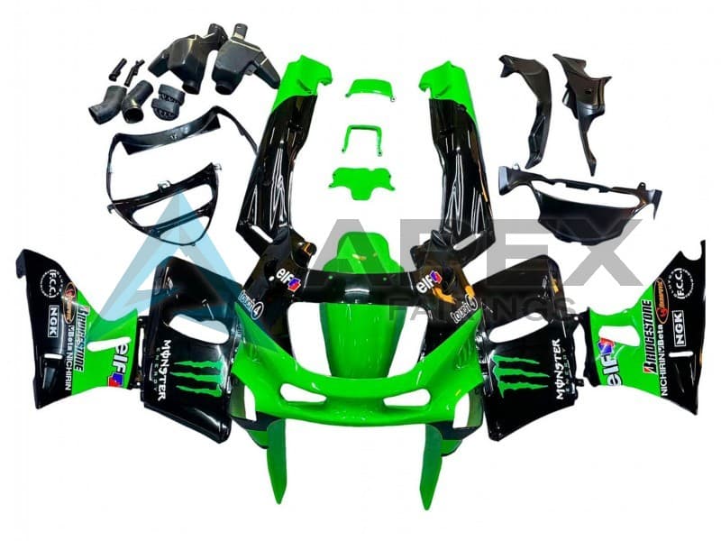 Green Black Monster Elf - Kawasaki ZZR600 (1998-2003) ABS Fairings | Apex Fairings