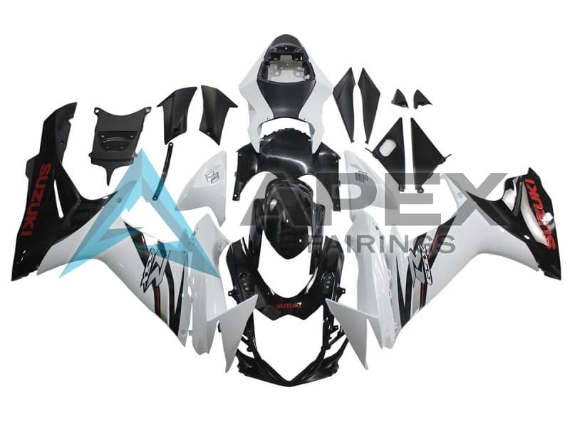 White Glossy Black - Suzuki GSX-R600 (2011-2026) ABS Fairings — Style FE168 | Apex Fairings