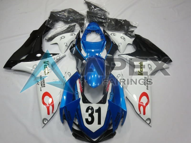 White Blue Glossy Black Vesrah 31 - Suzuki GSX-R750 (2011-2026) ABS Fairings | Apex Fairings