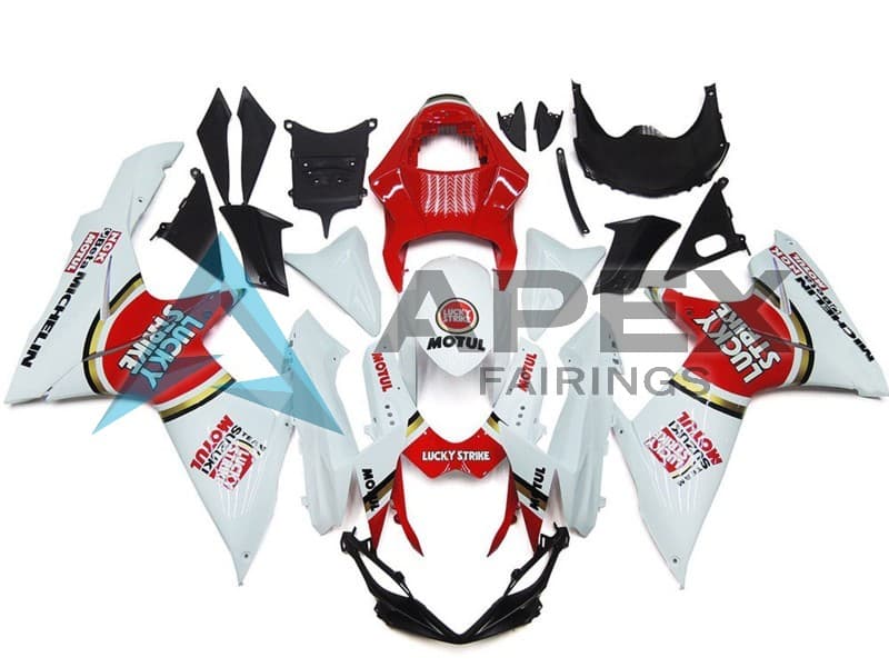 White Red Motul Lucky Strike - Suzuki GSX-R750 (2011-2026) ABS Fairings | Apex Fairings