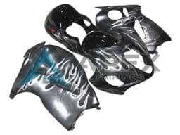 Grey Black White Flame - Suzuki GSX-R1300 Hayabusa (1999-2007) ABS Fairings | Apex Fairings — view 1