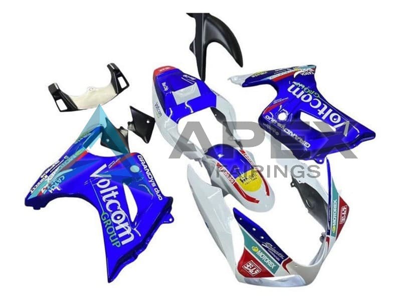White Blue Voltcom - Suzuki SV650 Pointy (2003-2013) ABS Fairings | Apex Fairings
