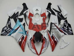 White Red Silver Glossy Black - Triumph Daytona 675 (2013-2016) ABS Fairings — Style FE19 | Apex Fairings — view 1
