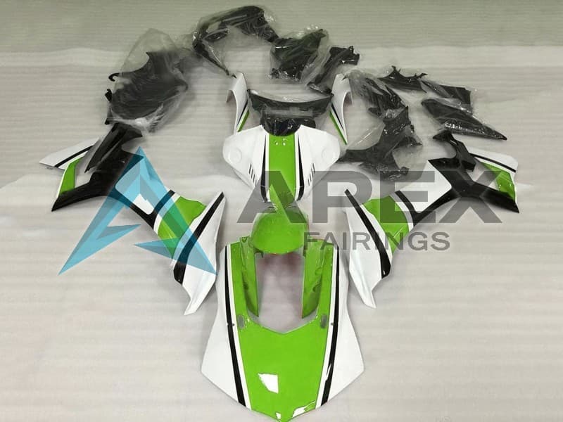 White Green Glossy Black - Yamaha R1 / YZF-R1 (2020-2026) ABS Fairings — Style FE106 | Apex Fairings