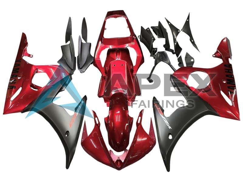 Red Matte Black - Yamaha R6S / YZF-R6S (2006-2009) ABS Fairings — Style FE28 | Apex Fairings
