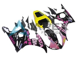 Yellow Pink Glossy Black Rossi Repsol 46 - Yamaha R6S / YZF-R6S (2006-2009) ABS Fairings | Apex Fairings — view 4