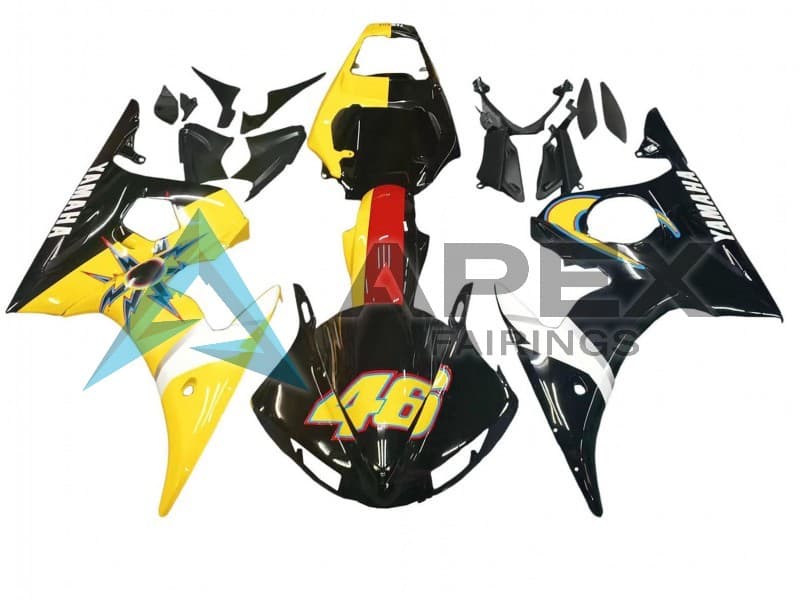 Yellow Red Glossy Black 46 - Yamaha R6S / YZF-R6S (2006-2009) ABS Fairings | Apex Fairings